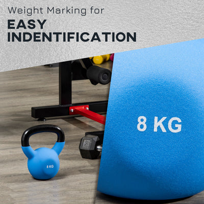 HOMCOM Soft Kettlebell, 8kg Kettle Bell with Non-Slip Handle for Home Gym Weight Lifting and Strength Training, Blue 