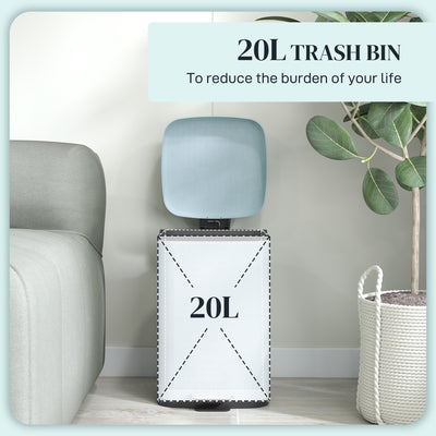 HOMCOM 20L Modern Boxy Metal Home Kitchen Bin - Light Green 