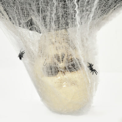 HOMCOM 4.7ft Life Size Outdoor Halloween Decoration Hanging Mummy with Spider Web, Animated Prop Decor with Sound and Motion Activated, Light Up Eyes, Howling Sound, Posable Arms, Moving Body 