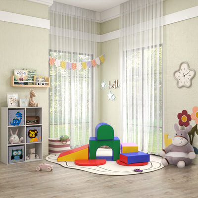 HOMCOM Seven-Piece Kids Soft Playset, for Toddlers - Multicoloured 