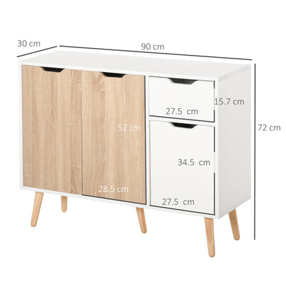 HOMCOM Sideboard Floor Standing Storage Cabinet with Drawer for Bedroom, Living Room, Home Office, Natural 