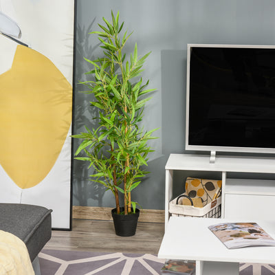 Outsunny Set of 2 120cm/4FT Artificial Bamboo Trees Decorative Plant w/ Heavy Pot Indoor Outdoor Style Home Office Greenery Decoration 