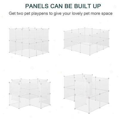 PawHut Pet Playpen DIY Small Animal Cage Open Enclosure Portable Plastic Fence 12 Panels for Hedgehog Bunny Chinchilla Guinea Pig White 