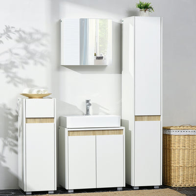 kleankin Tall Bathroom Cabinet with Adjustable Shelves, 5-Tier Modern Freestanding Tallboy with Storage Cabinets, White 