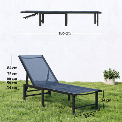 Outsunny Reclining Sun Lounger - Dark Blue 