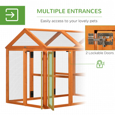 PawHut Large Chicken Run, Wooden Chicken coop, with Combinable Design - Wood Effect 