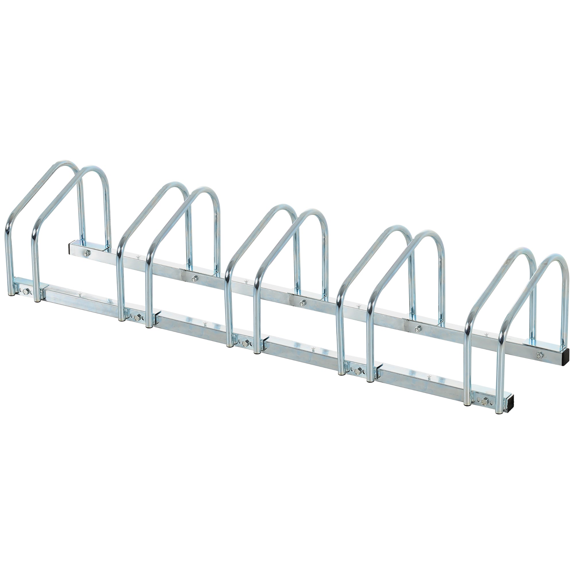 HOMCOM Bike Stand Parking Rack Floor or Wall Mount Bicycle Cycle Storage Locking Stand (5 Racks, Silver) 
