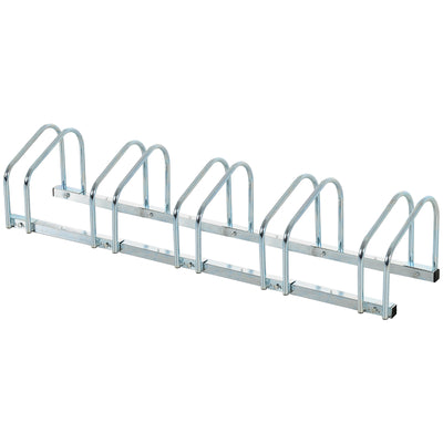 HOMCOM Bike Stand Parking Rack Floor or Wall Mount Bicycle Cycle Storage Locking Stand (5 Racks, Silver) 