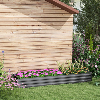 Outsunny 60 x 240cm Galvanised Steel Planter, with Open Bottom 