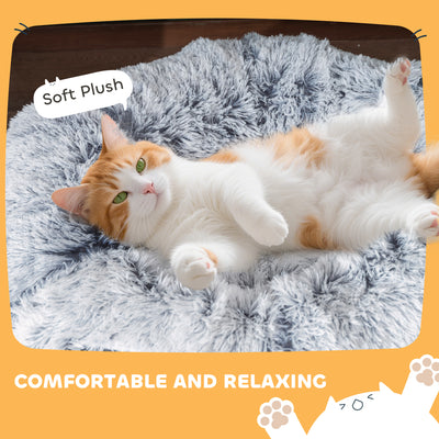 PawHut 2-in-1 Donut Cat Tunnel with Washable Bed, Play Tunnel Bed with Toy Ball and Door Hole for Indoor Cats, Light Grey 