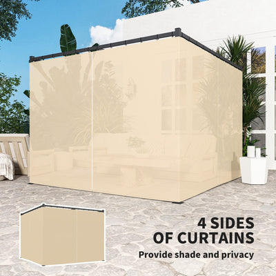 Outsunny 3 x 3m Retractable Roof Pergola, with Curtains - Khaki 