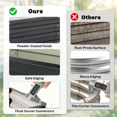 Outsunny Set of 2 Raised Beds for Garden, Galvanised Outdoor Planters for Herbs Vegetables, Use for Patio Balcony, Grey 