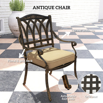 Outsunny Five-Piece Cast Aluminium Garden Dining Set - Bronze Tone 
