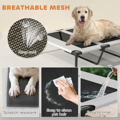 PawHut Portable Elevated Dog Bed with Removable Canopy, Cooling Raised Pet Cot for Large Dogs, 106 x 76 x 94 cm 