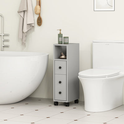 kleankin Slimline Bathroom Storage Cabinet - Grey 