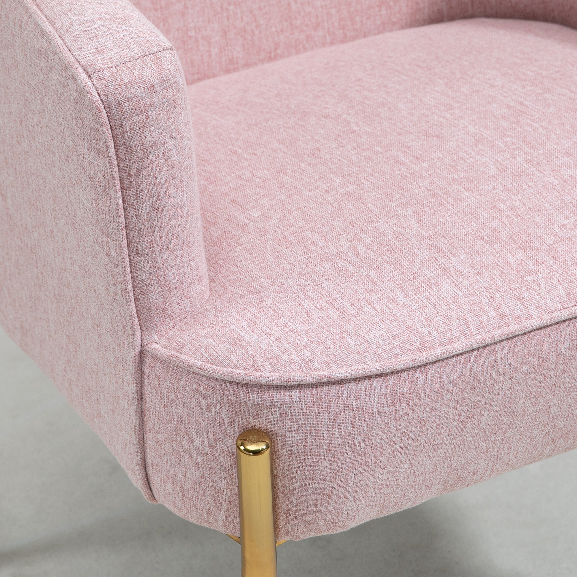 HOMCOM Fabric Accent Chair, Modern Armchair with Metal Legs for Living Room, Bedroom, Home Office, Pink 