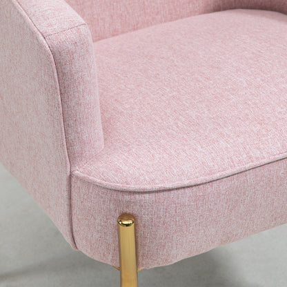 HOMCOM Fabric Accent Chair, Modern Armchair with Metal Legs for Living Room, Bedroom, Home Office, Pink 