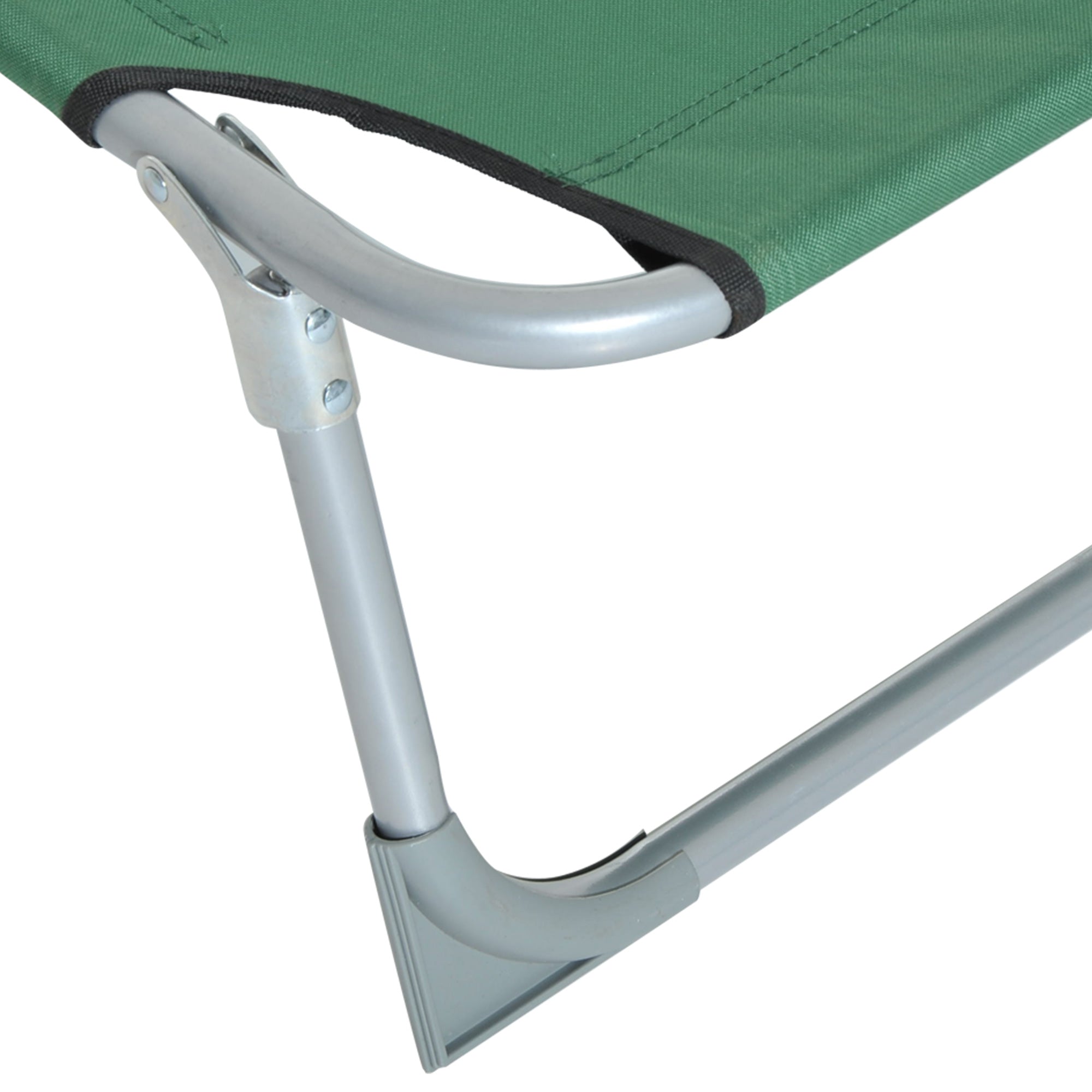 Outsunny Reclining Sun Lounger Chair Folding Camping Bed with 4-Position Adjustable Backrest, for Travel Indoor Outdoor Office Fishing, Green 