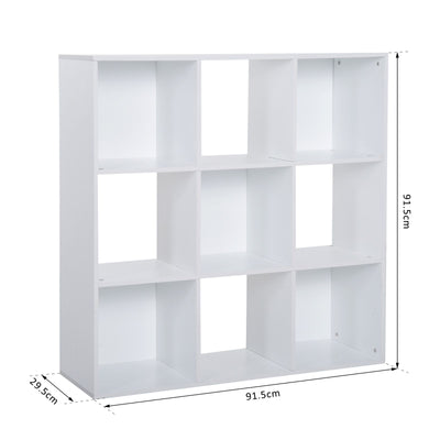 HOMCOM 3-tier 9 Cubes Storage Unit Particle Board Cabinet Bookcase Organiser Home Office Shelves White 