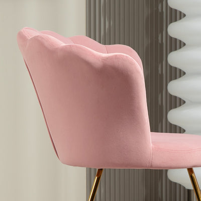 HOMCOM Velvet-Feel Lotus Petal Accent Chair - Pink 