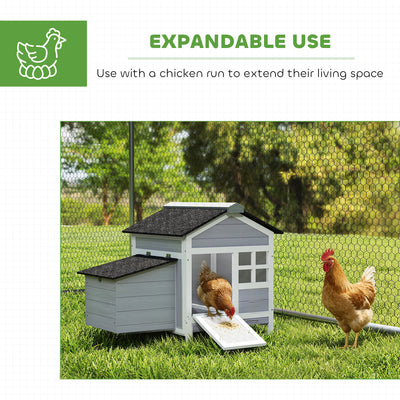 PawHut Wooden Chicken Coop with Pull-Out Tray Nesting Box for 1-2 Chickens 