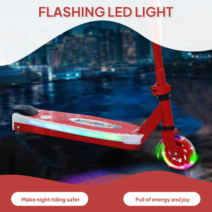 AIYAPLAY Electric Scooter for Kids Ages 4-7, with Auxiliary Rear Wheels, Flashing LED Light and Electric Brake, Kids Electric Scooter for Boys Girls, 6 KM/H & 8 KM, Red 