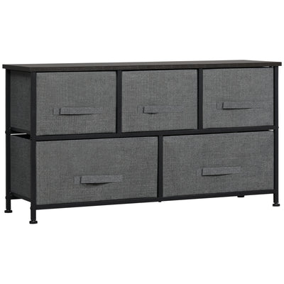 HOMCOM Chest of Five Fabric Drawers - Grey 