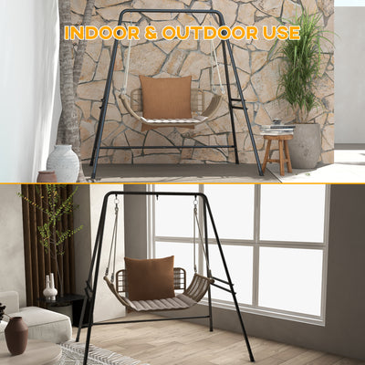 Outsunny Hammock Chair Stand, Hanging Heavy Duty Metal Frame Hammock Stand for Hanging Hammock Air Porch Swing Chair, Egg Chair, Black 
