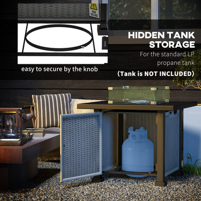 Outsunny 81 x 81cm 50,000 BTU Gas Fire Pit Table - Grey 