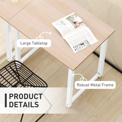 HOMCOM Computer Desk, Writing Table, 80 x 60 x 76cm Workstation for Home Office, Study with Metal Frame, Simple Assembly, White 