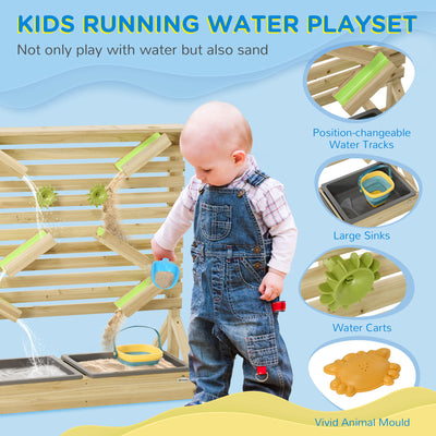 Outsunny Outdoor Kids Running Water and Sand Playset, with 18 Accessories 