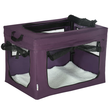 PawHut 60cm Pet Carrier, with Cushion, for Miniature Dogs - Purple 