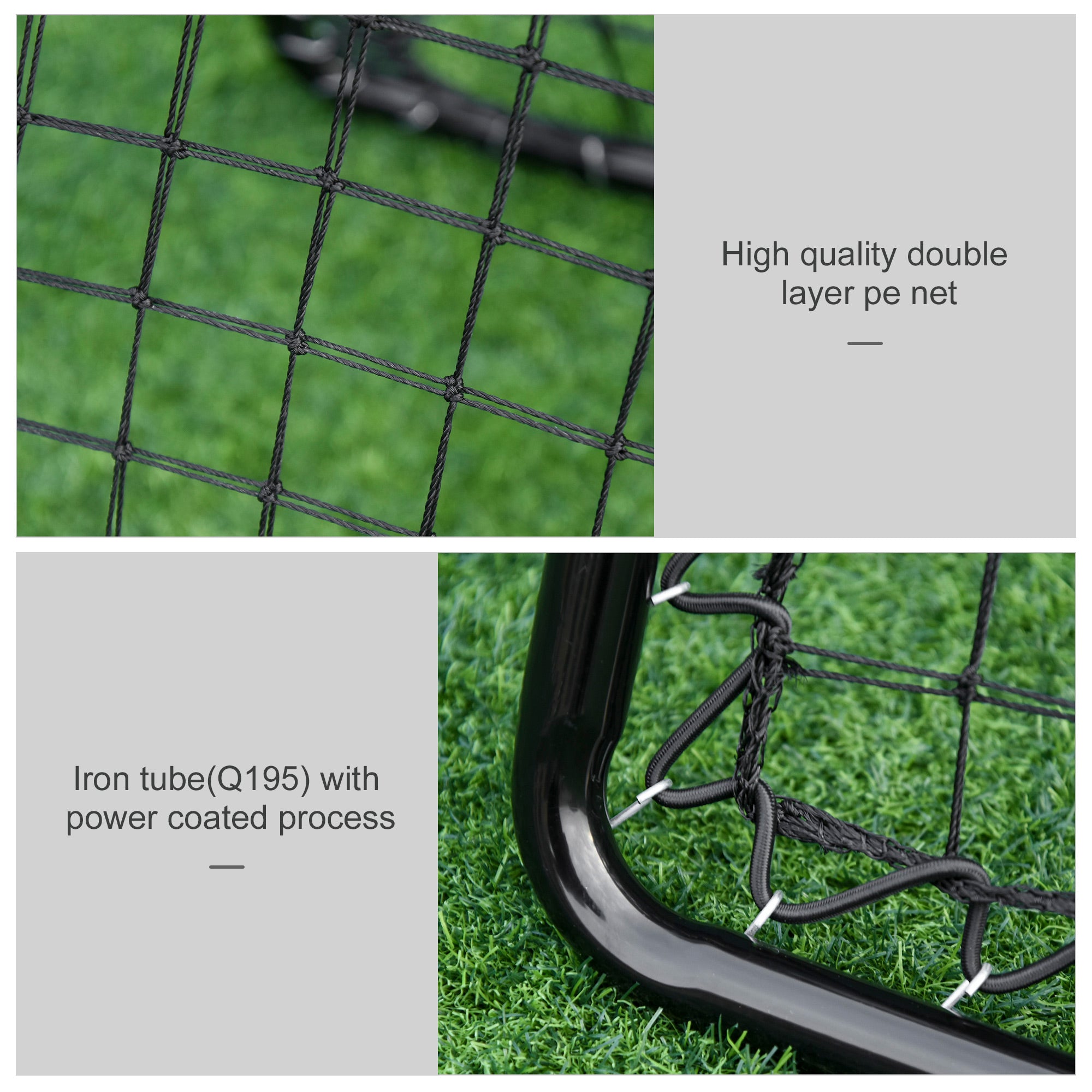 HOMCOM Angle Adjustable Double Sided Rebounder Net Training Aid Target Soccer Goal Kickback For Football, Baseball, Basketball - 75L x 75W cm 