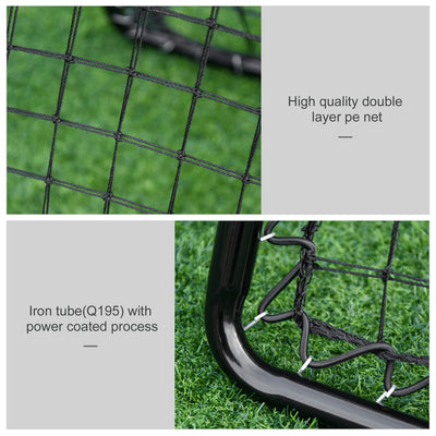 HOMCOM Angle Adjustable Double Sided Rebounder Net Training Aid Target Soccer Goal Kickback For Football, Baseball, Basketball - 75L x 75W cm 