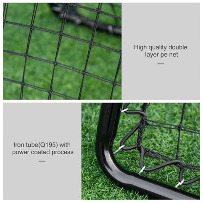 HOMCOM Angle Adjustable Double Sided Rebounder Net Training Aid Target Soccer Goal Kickback For Football, Baseball, Basketball - 75L x 75W cm 
