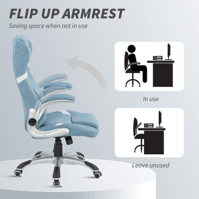 Vinsetto Linen-Look Office Chair, with Adjustable Height and Tension - Blue 