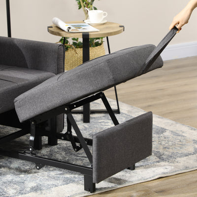 HOMCOM Linen-Look Single Chair Bed - Grey 