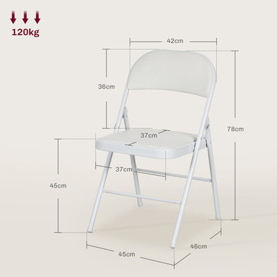 HOMCOM Set of Two Cushioned Steel Folding Chairs - White 