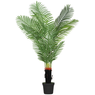 HOMCOM 150cm Artificial Areca Palm Tree with 12 PE Leaves, Decorative Artificial Plant with Plastic Pot and Flocked Soil, Fake Plant for Home Office Decor, Green 