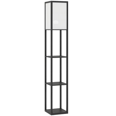 HOMCOM Floor Lamp with Shelves, 3 Layer Column Modern Standing Lamp for Living Room, Bedroom, Office, Bulb not Included, Black 