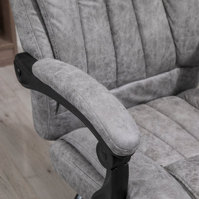 Vinsetto Home Office Chair Microfibre Desk Chair with Reclining Function Armrests Swivel Wheels Footrest Grey 