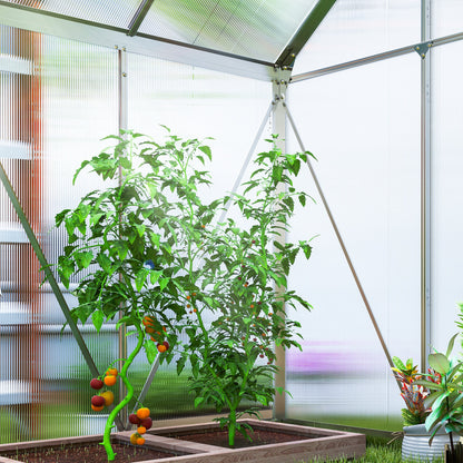 Outsunny 192.5 x 131cm Walk-In Polycarbonate Greenhouse - Silver-Tone 