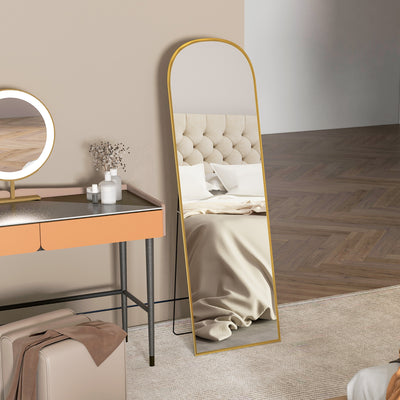 HOMCOM 162cm Aluminium Frame Standing Mirror - Gold 