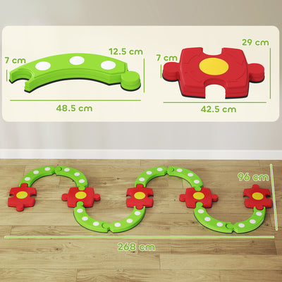 AIYAPLAY 13 PCS Kids Balance Beam Stepping Stones Set with Non-slip Textured Surface, Outdoor Indoor for Toddlers, Green 