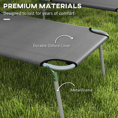 Outsunny Outdoor Foldable Sun Lounger Set of 2, 4 Level Adjustable Backrest Reclining Sun Lounger Chair with Angle Adjust Sun Shade Awning for Beach, Garden, Patio, Grey 