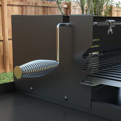 Outsunny BBQ Rotisserie Grill Roaster Charcoal Spit Roasting Machine for Chicken Turkey with 3-Level Grill Grate, Side Shelves 