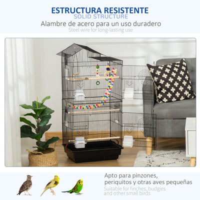 PawHut Bird Cage for Budgies, Finches, Canaries w/ Accessories, Toys, Tray 