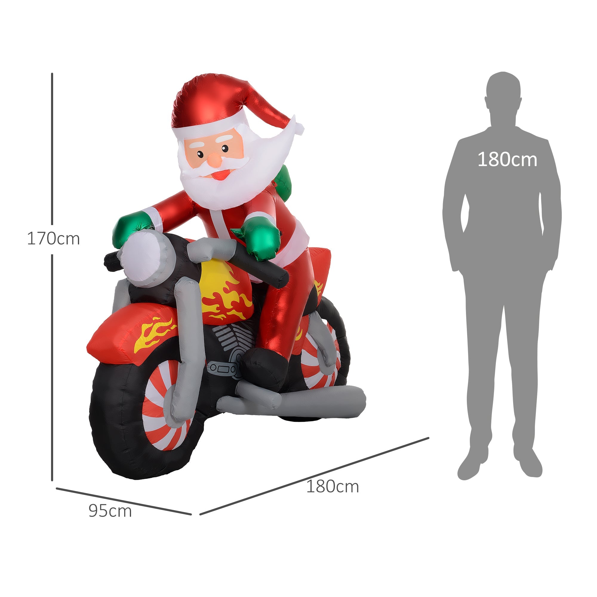 Outsunny 5.6ft Inflatable Santa Claus Motorcycle Decoration 