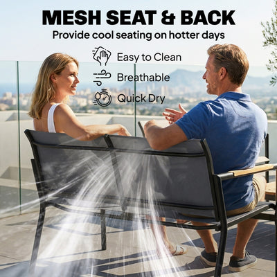 Outsunny 4 Seater Garden Furniture Set with Loveseat, Armchairs, Table, Metal Garden Sofa Set with Breathable Seats, Grey 