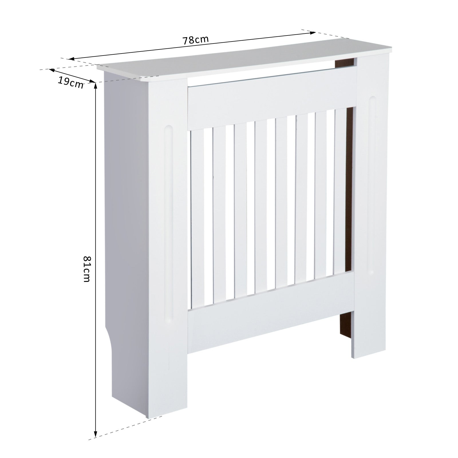 HOMCOM MDF Radiator Cover Wooden Cabinet Shelving Home Office Vertical Slatted Vent White 78L x 19W x 81H 